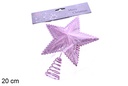 Pink glitter tree star tip 20 cm