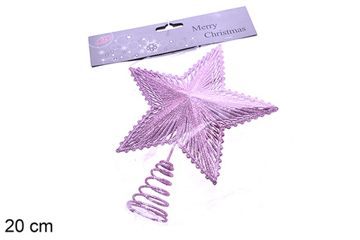 [205569] Pink glitter tree star tip 20 cm