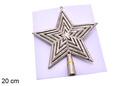 Ponta de árvore estrela com glitter champanhe perfurado 20 cm