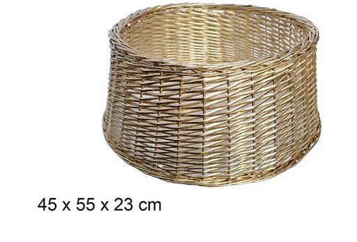 [111071] Cubre base mimbre color oro para árbol Navidad 45x55 cm