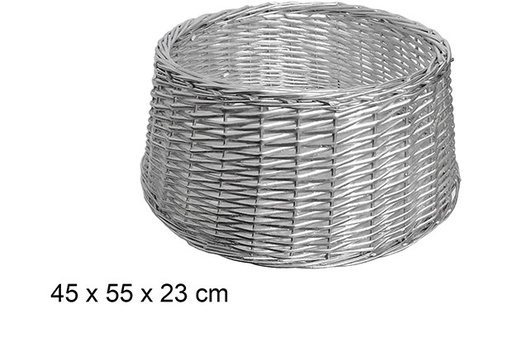 [111072] Cubre base mimbre color plata para árbol Navidad 45x55 cm