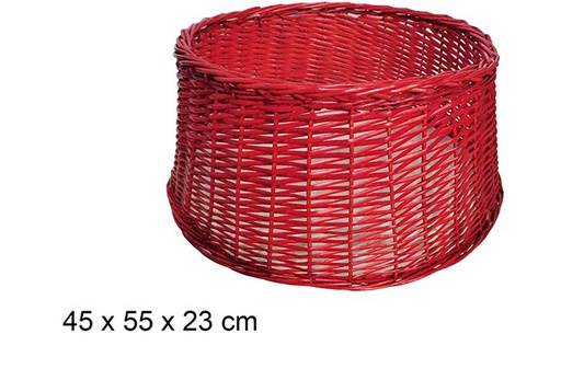 [111073] Red wicker Chistmas tree skirts 45x55 cm 