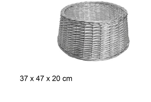 [111078] Silver wicker Christmas tree skirts 37x47 cm 