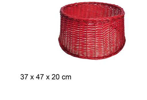 [111079] Cubre base mimbre color rojo para árbol Navidad 37x47 cm