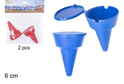 [110620] Pack 2 plastic beach ashtrays 6 cm