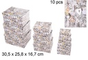 Pack 10 Christmas cardboard boxes decorated heart 30,5x25,8 cm
