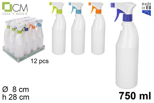 [111479] Garrafa de plástico branco com pulverizador 750 ml