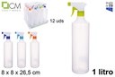 White plastic bottle graduated with spray 1 l.