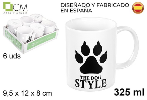 [111456] Taza mug ceramica blanca decorada huella perro
