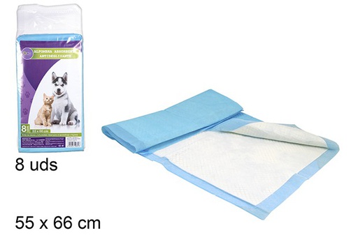 [110832] 8 tapetes absorventes antiderrapantes para animais de estimaçâo 55x66cm