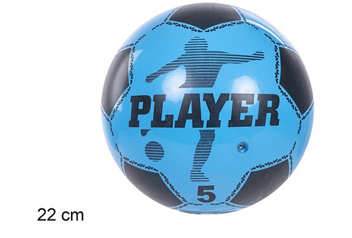 [110875] Bola inflada de futebol de plástico azul 22 cm