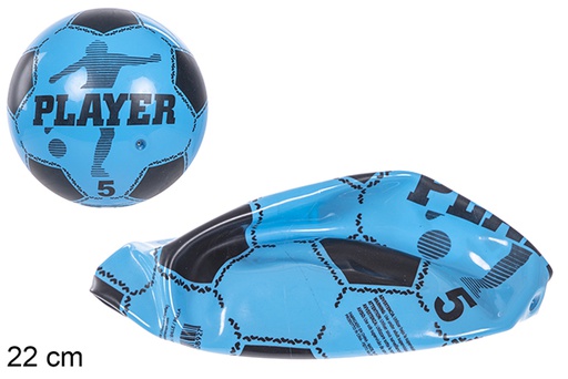 [110892] Ballon de football en plastique bleu 22 cm
