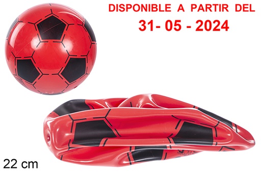 [110893] Bola de futebol desinflado vermelha decorada 22 cm