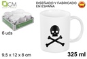 Taza mug cerámica blanca decorada calavera