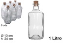 Botella cristal Alquimia tapón corcho 1 l.