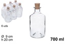 Botella cristal Alquimia tapón corcho 700 ml
