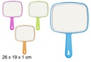 Specchio rettangolare con maniglia in colori assortiti 26x19 cm
