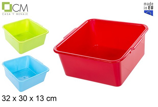 [111528] Squared plastic basin with handle assorted colors 8 l.