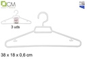 Pack 3 perchas de plástico blanco 38x18 cm
