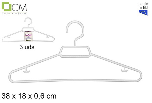 [102908] Pack 3 cintres en plastique blanche 38x18 cm