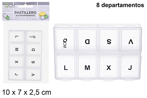 [110723] Caixa de comprimidos de plástico 8 departamentos