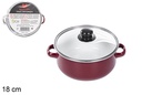Pot rouge avec couvercle en verre 18 cm
