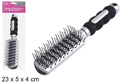 [110531] SPAZZOLA CAPELLI RETTANGOLARE MANICO NER