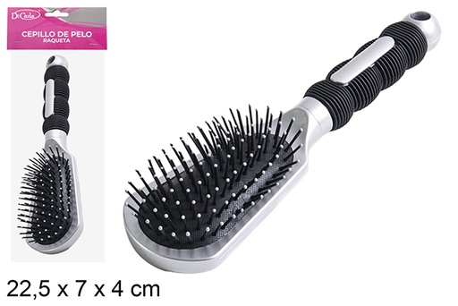 [110532] SPAZZOLA CAPELLI A RACCHETTA MANICO NERO