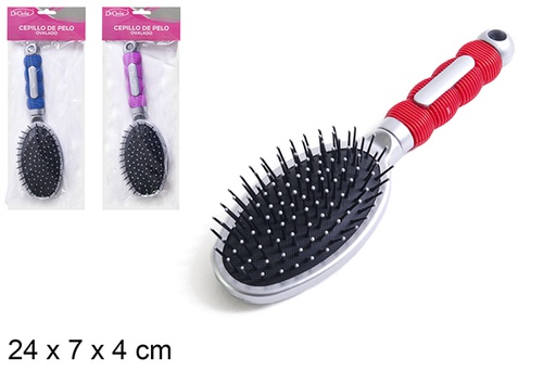 [110535] SPAZZOLA CAPELLI OVALE C/MANICO COLORATO