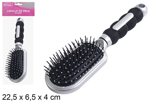 [110530] SPAZZOLA PER CAPELLI PIATTA MANICO NERO