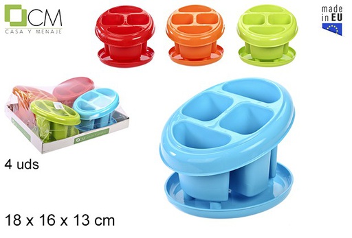 [102966] Round cutlery drainer with tray assorted colors