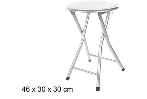 [110589] Banqueta dobrável de metal acolchoada branca 46x30 cm