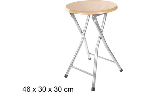 [110590] Taburete metal plegable base madera 46x30 cm
