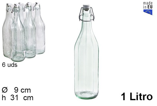 [111610] Bottiglia d'acqua in vetro Costolata 1 l.
