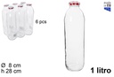 Botella cristal redonda tapa vichy 1 l.