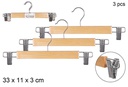 Pack 3 percha falda/pantalon madera natural con pinzas