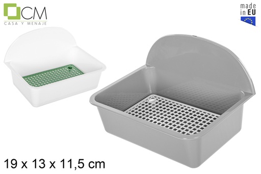 [111521] Estropajero plástico rectangular blanco/gris con rejilla