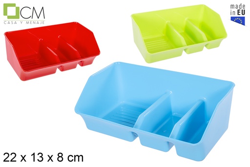 [111451] Porta spugnette in plastica con doppio scomparto in colori assortiti