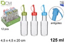 Aceitera/vinajera redonda cristal dórica tapón antigoteo colores 125 ml