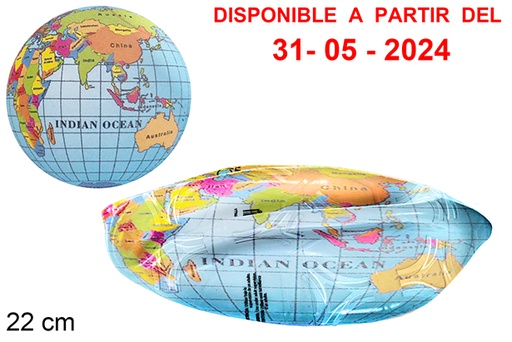 [111556] World map deflated ball 22 cm