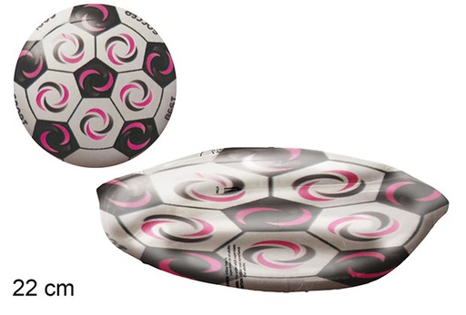 [111560] Boule en plastique décorée d'un cercle fuchsia, 22 cm