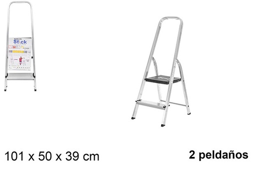 [111485] Scaletta in alluminio 2 gradini con piattaforma