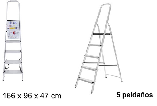 [111488] Scaletta in alluminio 5 gradini con piattaforma