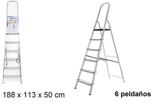 [111489] Scaletta in alluminio 6 gradini con piattaforma