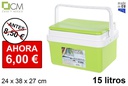 Nevera verde tapa plana 15 l.