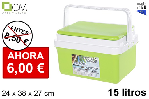 [111497] Nevera verde 15l. tapa plana