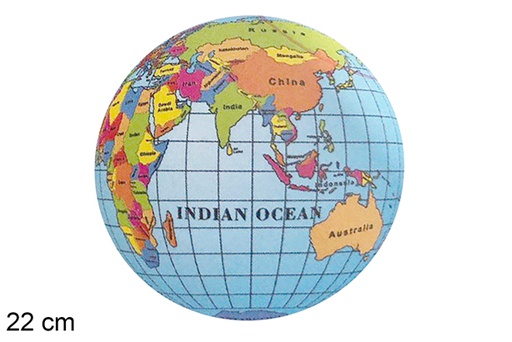 [111555] Plastic ball decorated with a world map 22 cm