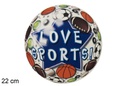 Ballon en plastique décoré Love Sports 22 cm