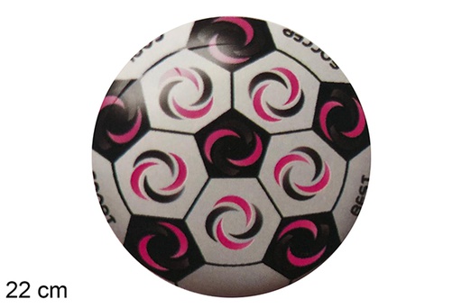 [111558] Boule en plastique décorée d'un cercle fuchsia, 22 cm