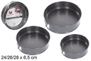 Pack 3 moldes inoxidables redondos desmontables 24/26/28 cm
